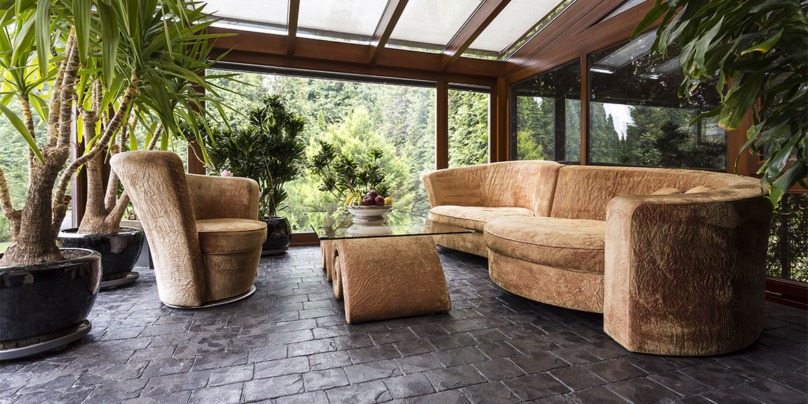 Stone tile conservatory flooring