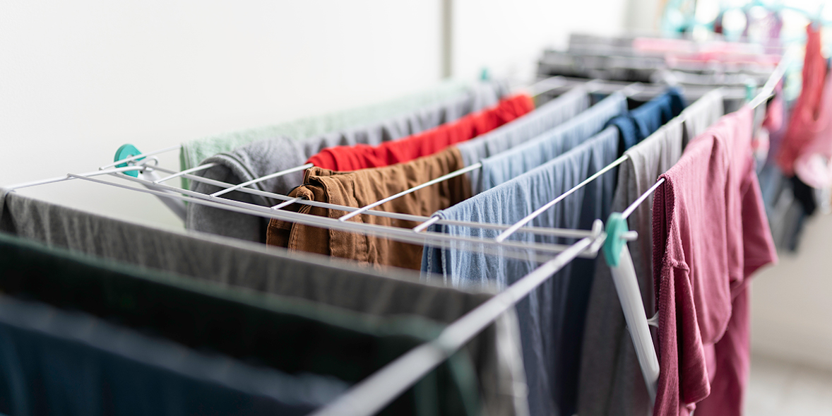 drying clothes indoors on a clothes horse